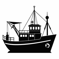 Fishing ship Black silhouette
