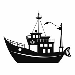 Fishing ship Black silhouette