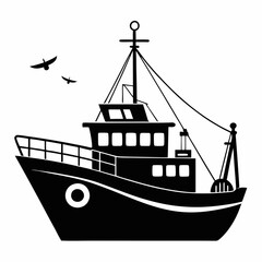 Fishing ship Black silhouette
