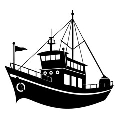 Fishing ship Black silhouette
