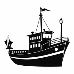 Fishing ship Black silhouette