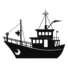 Fishing ship Black silhouette