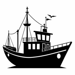 Fishing ship Black silhouette