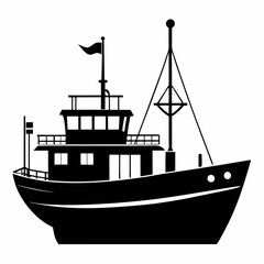 Fishing ship Black silhouette