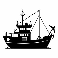 Fishing ship Black silhouette