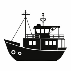 Fishing ship Black silhouette