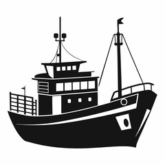 Fishing ship Black silhouette