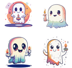 Set fantasmini carini in vettoriale per Halloween