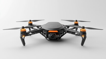 Black Drone with Orange Lights and a Camera