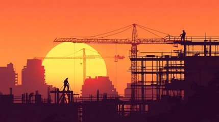 Construction Site at Sunset