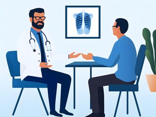 Fototapeta premium Doctor Discussing Surgical Options with Patient in Private Consultation Room