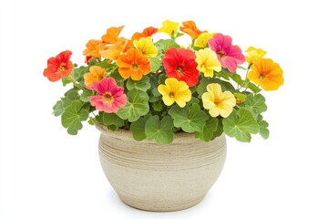 Fototapeta premium A Potted Plant of Vibrant Orange, Yellow, and Red Flowers