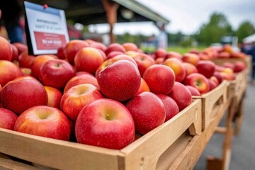 Apple Garden Local Farms, Markets, and Festivals captured in a lively community event where local farmers showcase their apple varieties, with food stalls and live music creating a festive atmosphere