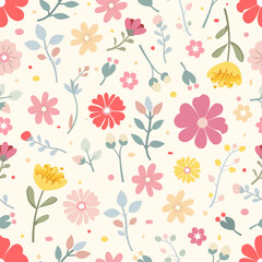 Flowers, beautiful floral seamless pattern, botanical decor