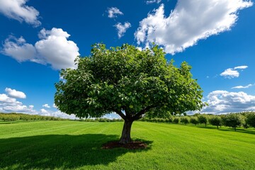Fototapeta premium Apple Garden Trees, Orchard, and Seasons captured in a time-lapse style image showing the transformation of the orchard through the seasons