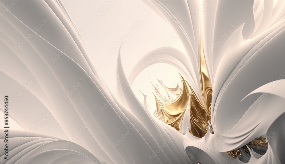 Aufkleber abstract waves of white fabric create dynamic textures under soft light