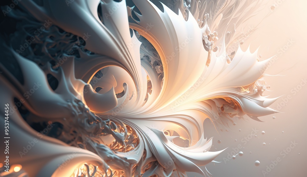 Poster abstract waves of white fabric create dynamic textures under soft light