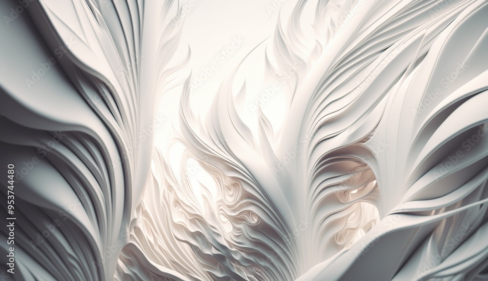 Aufkleber abstract waves of white fabric create dynamic textures under soft light