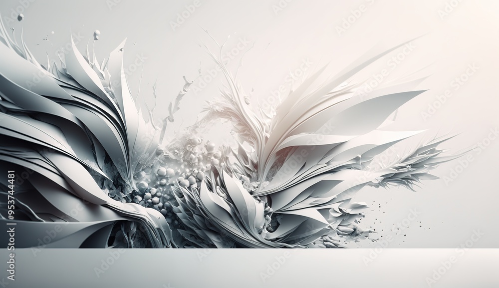 Poster abstract waves of white fabric create dynamic textures under soft light