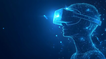 Immersive Exploration of Virtual Reality Through a Digital Wireframe Figure Embracing the Future of Interactive Technology and Connectivity