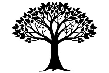 A tree silhouette vector,icon illustration on white background.