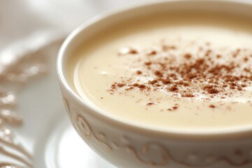Obraz premium Close Up of Creamy Dessert with Cinnamon