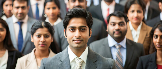 young indian business people team standing together