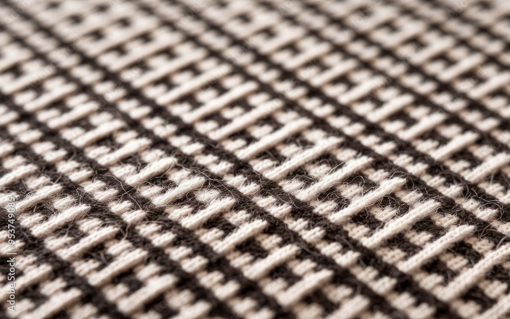 Poster checkered knit fabric. close-up of a checkered knit fabric, showcasing the intricate weave pattern a