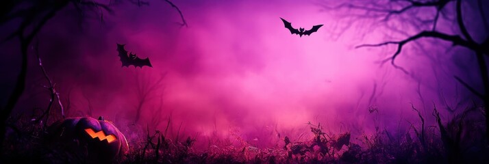 Eerie Silhouette of Bats Flying Against a Fiery Sky, Ideal for Dynamic Halloween Posters and Backgrounds
