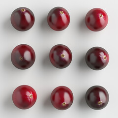 cranberries on a clean white background.