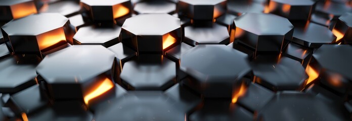 Obraz premium Abstract Hexagon Pattern with Glowing Edges