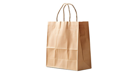 paper bag on white background, with copy space, isolated on white or transparent background, PNG