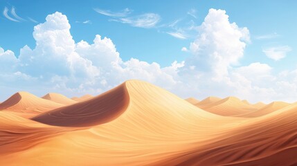 Naklejka premium Beautiful desert landscape with swirling sand, featuring a realistic backdrop of rolling dunes and endless horizons
