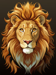 Fototapeta premium Detailed vector portrait of a majestic lion with a flowing mane and sharp features