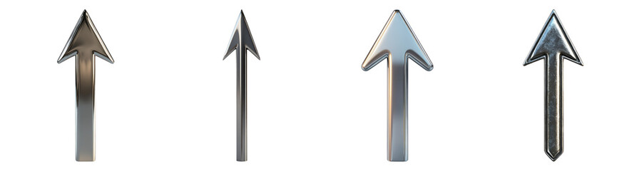 Four Metallic Arrows Pointing Upwards