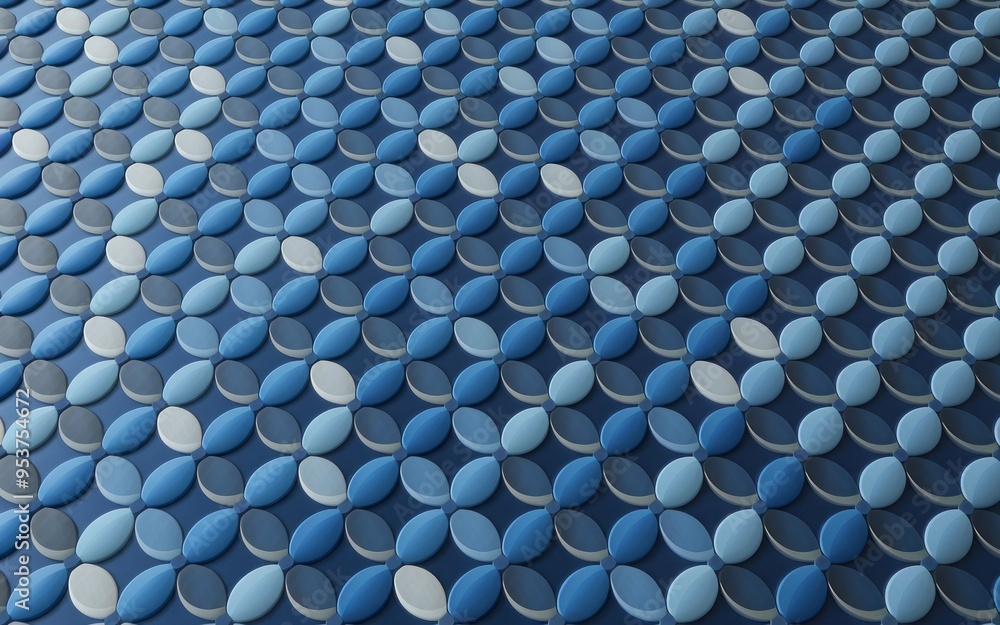 Poster blue oval pattern. abstract background with a repeating pattern of blue and white ovals. the subtle 