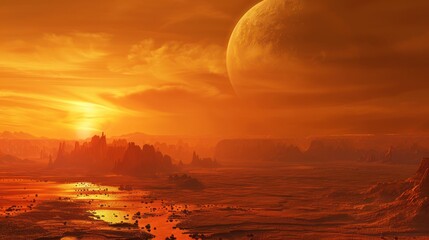 Obraz premium Sunset on a Distant Planet