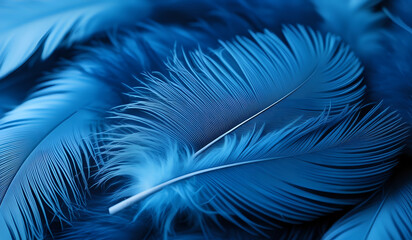 Fototapeta premium Close up of an blue feather background texture illustration. AI Generated