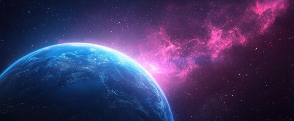 Visually Striking Banner with Earth and Glowing Ozone Layer from Space