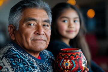 American Indian Family, Tribes, and Generations captured in a warm home scene where multiple generations live and learn together