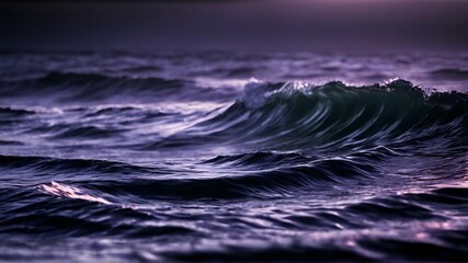 Luminous ultraviolet waves rippling in a dark, ethereal void