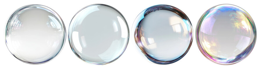 Four Transparent Spheres with Variations in Texture and Reflectivity