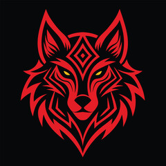 Tribal Wolf Head logo vector illustration for unique designs and branding projects.