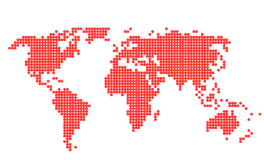World map withdot. Transparent background