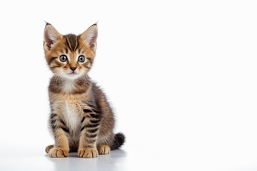Obraz premium there is a small kitten sitting on a white surface 