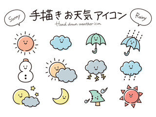 手描き_お天気アイコンのセット