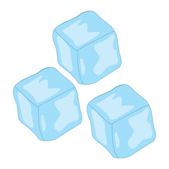 Ice cubes cartoon, transparent cold freeze melting. Vector illustration