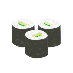 Cucumber maki roll of Japanese food.  © Manovector
