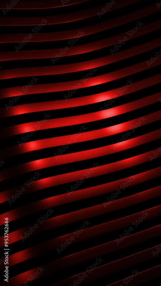 Poster 3d background with moving waves stripes. design. metal bands move in waves on black background. silk