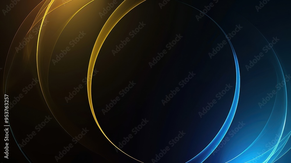 Aufkleber abstract design featuring smooth, flowing lines with a gradient of colors from gold to blue on a dar
